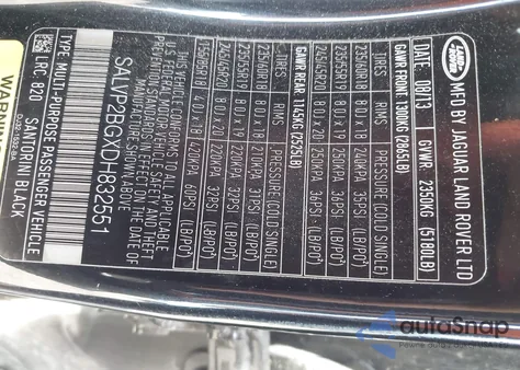 2013 Land Rover Range Rover Evoque Pure z USA, uszkodzony, nr VIN SALVP2BGXDH832551